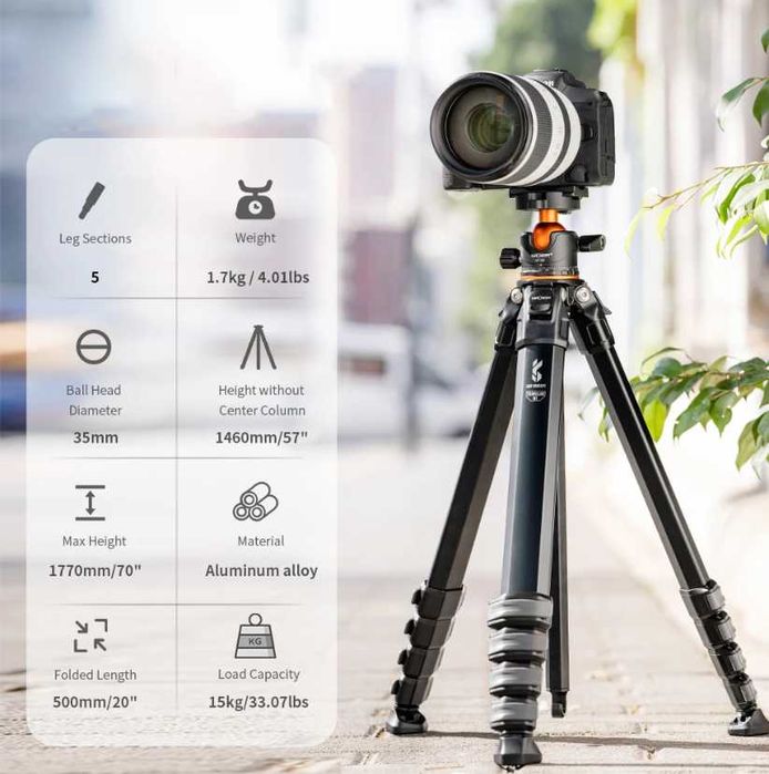 K&F Concept професионален статив (трипод) – 177 см / 15 кг