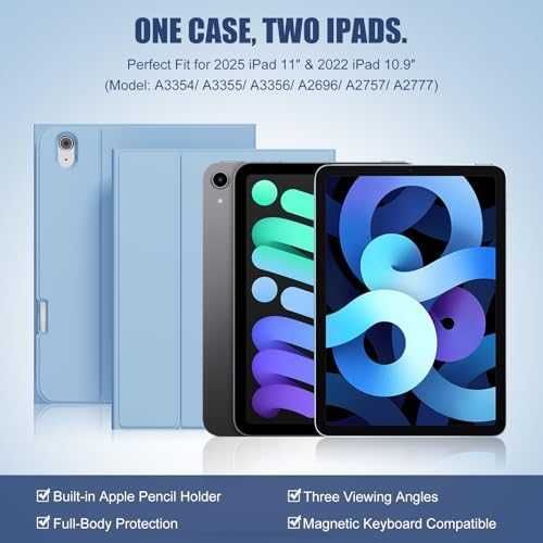 Нов Калъф за iPad A16 11 2025 / 10 10.9 2022 със слот за Pencil син защитен кейс таблет Айпад