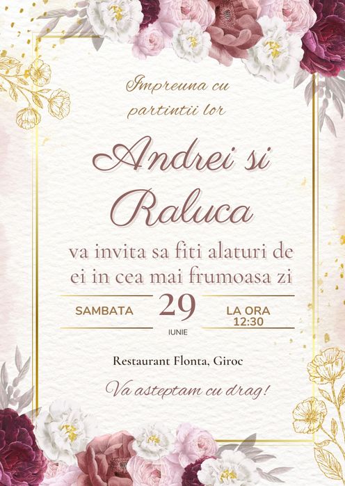 Realizez la comanda invitații