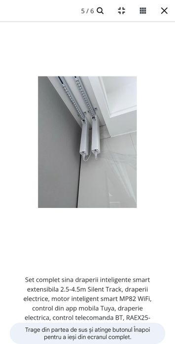 Set complet sina draperii inteligente smart extensibila 2.5-4.5m