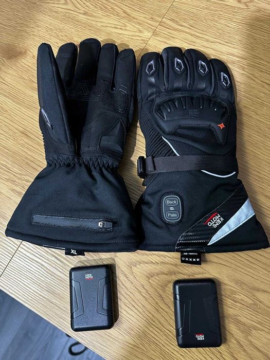 Manusi moto cu incalzire  KEMIMOTO waterproof marime XL - Noi