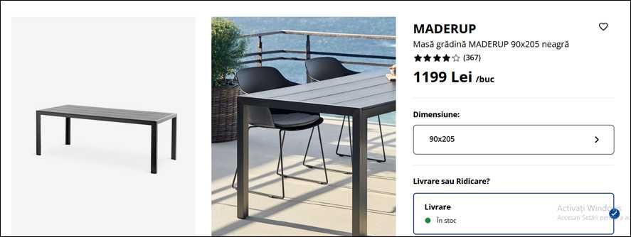 Masa de terasa schelet lemn si blat lemn