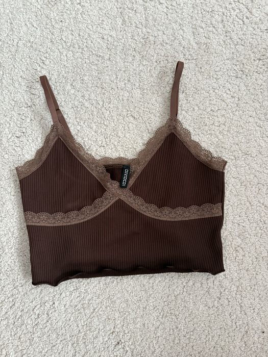 Къс кафяв потник h&m