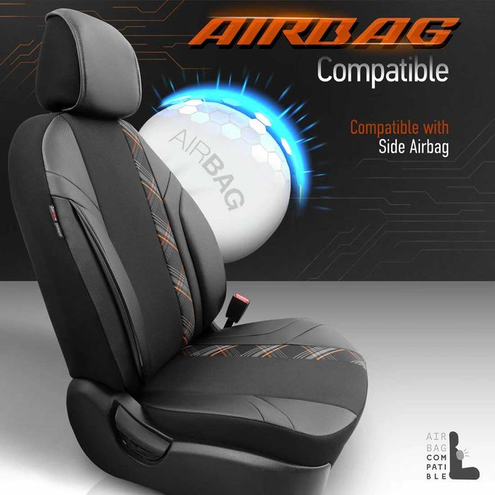 Комплект Тапицерия OTOM Horizon – Черно,Оранжево, Текстил/Кожа