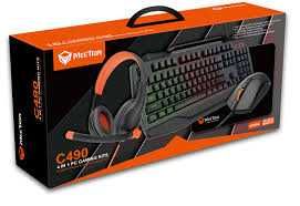 Комплект проводная клавиатура + мышь + гарнитура + коврик Meetion C490