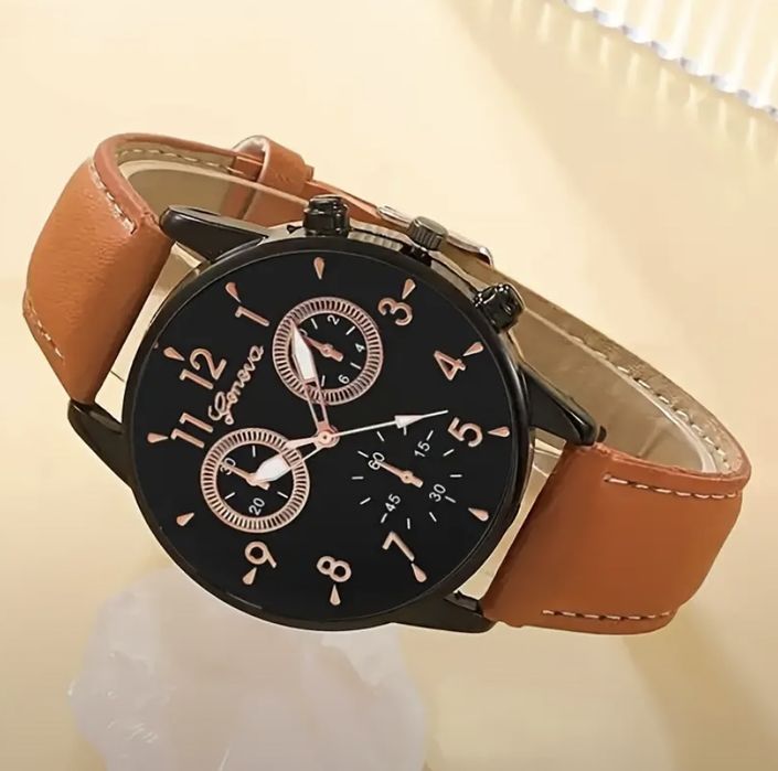 4 шт. Мужские деловые кварцевые часы soat watch кожаные и браслети