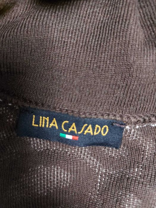 Cardigan lung, Lina Casadio, lână Merino, mărimea XXL, maro