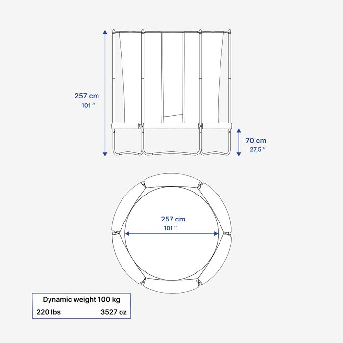 Trambulină rotundă cu plasă de protecție, - produs resigilat Decathlon