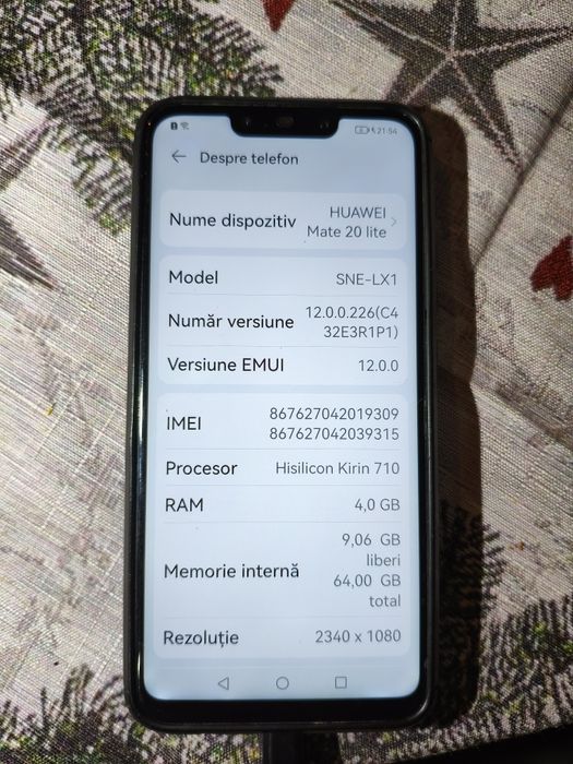 Vând Huawei Mate 20 lite 64GB