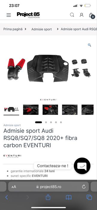 Admisie Sport Carbon-  Eventuri -  pentru:  2020+ Audi RSQ8/SQ7/SQ8, 2 by 019+Lamborghini  Urus, 2020+ Cayenne Turbo, 2019+ Bentayga
