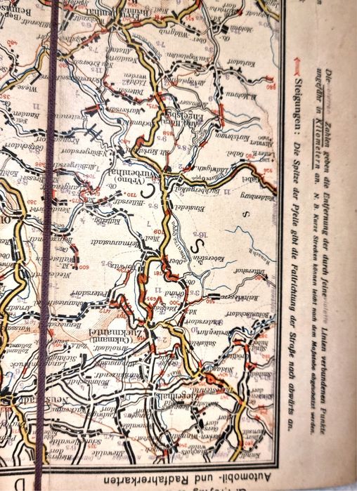 Hartă originală interbelică pe pânză Freytag & Berndt cca 1930 Germania / Europa Centrală.