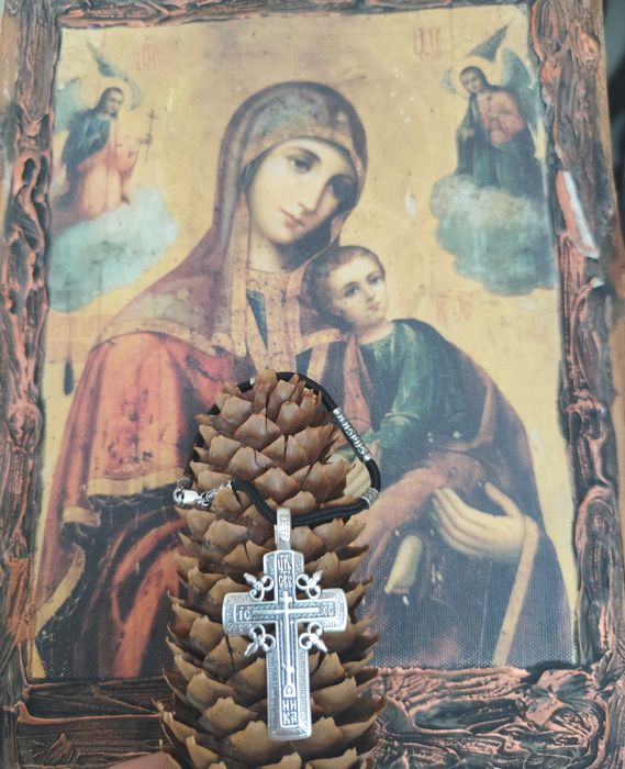 Промо!!! Сребърен Кръст с Две Лица