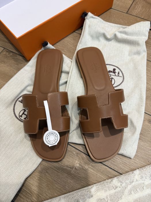 Тапочки Hermes натуральная кожа