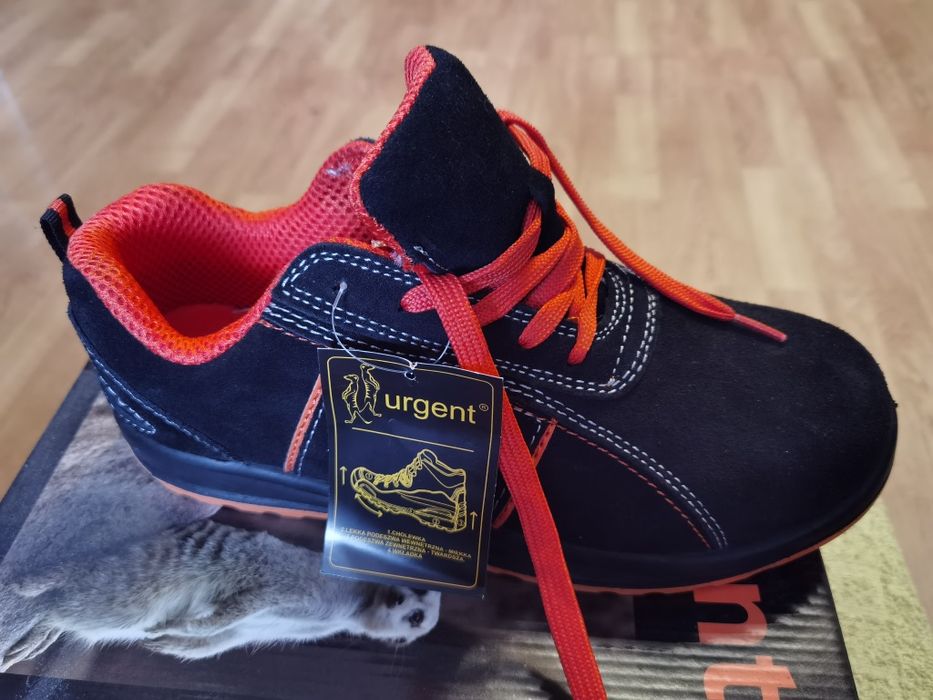 Pantofi de protectie, Run, cu bombeu metalic, piele intoarsa