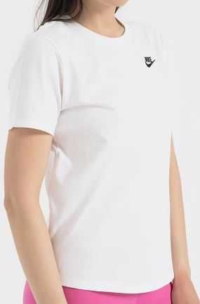 Nike, Tricou cu decolteu la baza gatului Sportswear Club Essentials, Alb optic