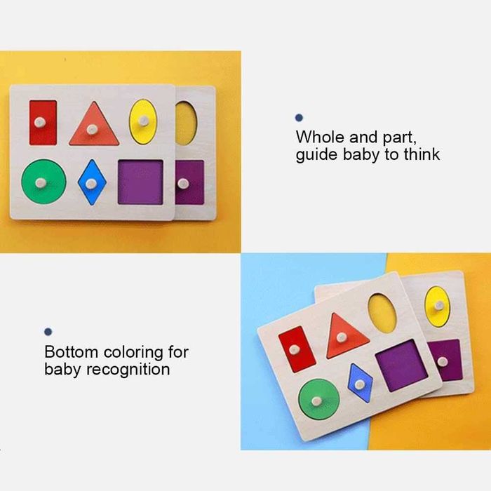 Нов! Дървен образователен пъзел сортер с геометрични форми и дръжки!