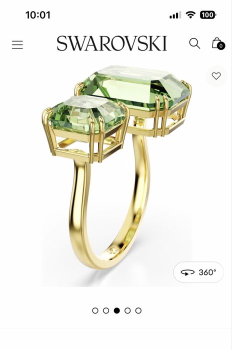 НАМАЛЕН! Нов Swarovski пръстен със зелени кристали, р-р 55