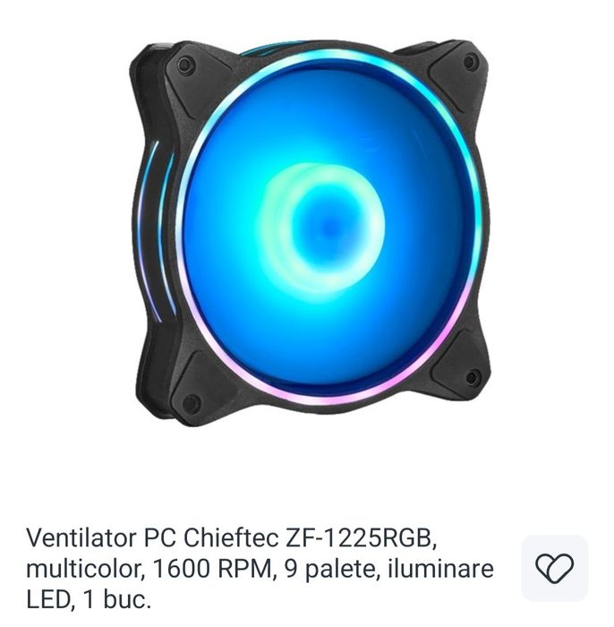 Chieftec zf 1225rgb ventilator 120mm Argb 1600rpm, NOU