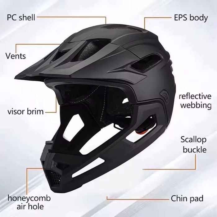 Кросова каска MARTAR, Full Face, ЕN Сертифицирана, Модулна, Тегло: 570g, Размер: M/L