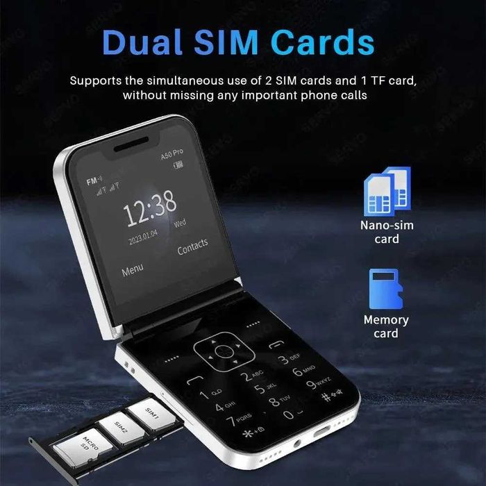 Сгъваем Телефон Mini Flip Smart Phone с 2 SIM карти Мини Телефон GSM
