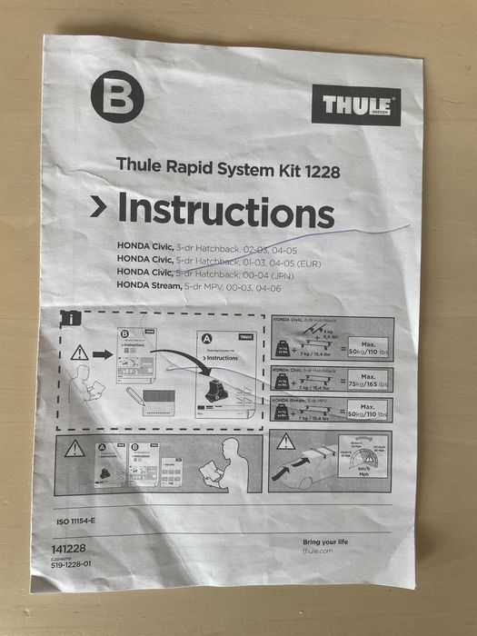 Thule 1228 кит за Honda Civic / Stream