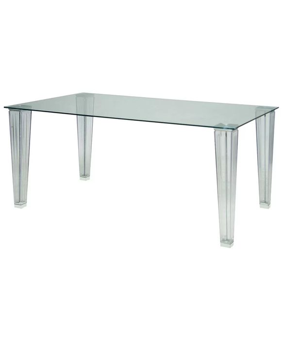 Masă dining premium din sticlă securizată 160×90 cm | Picioare policarbonat | Design modern