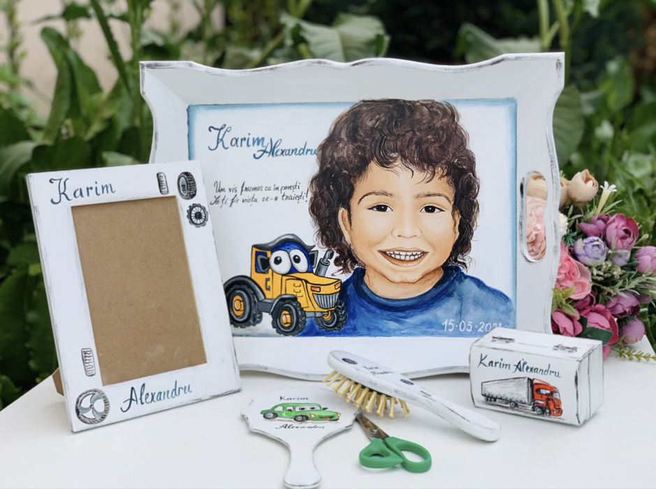 Set Mot/Turta Pictat Manual cu Portret Diverse Teme