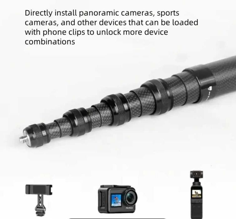 Selfie stick invizibil pliabil carbon 5m Insta360 X5, X4, X3,GoPro Max