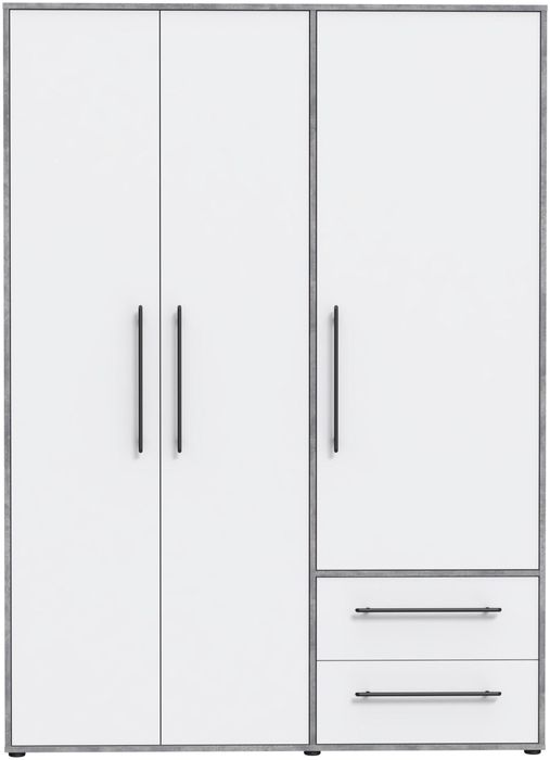 Dulap cu trei usi , Alb-Gri 144.4 cm latime