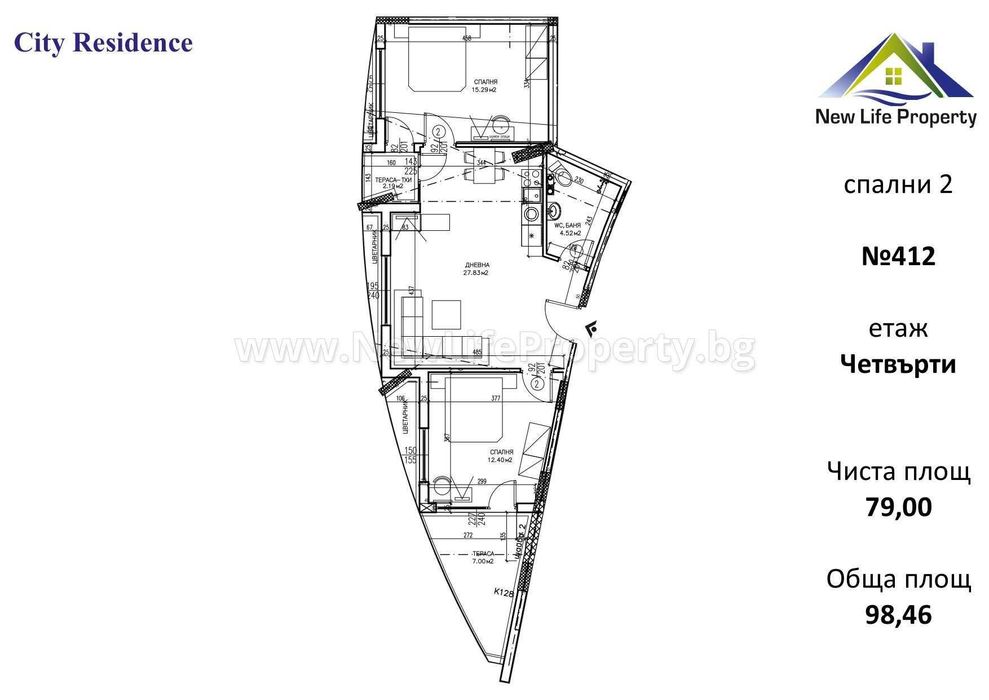 Продава се Тристаен апартамент в к.к. Слънчев бряг - 98 кв.м за 692 €/кв.м - Снимка #1
