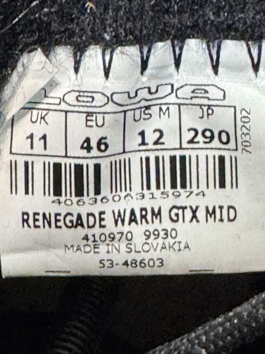 Мъжки туристически обувки LOWA RENEGADE WARM GORE-TEX . Размер 46