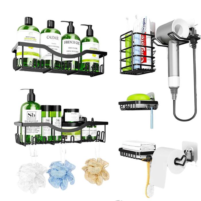 Etajera pentru baie si dus, din otel inoxidabil. 7 piese