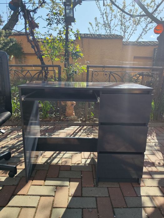 vidaXL Birou, negru, 90x45x76 cm, lemn prelucrat