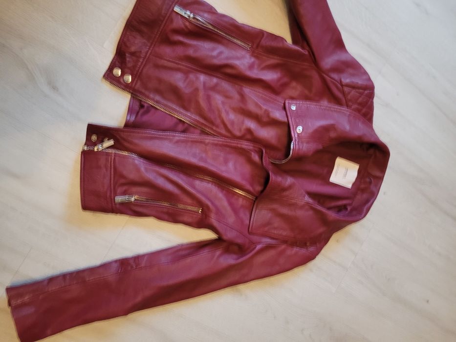 Geaca dama piele model bike Mango