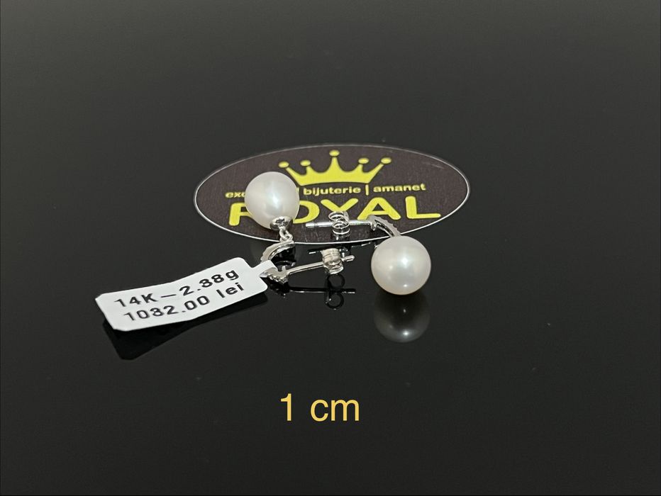Bijuteria Royal CB : Cercei dama aur nou alb 2,38gr