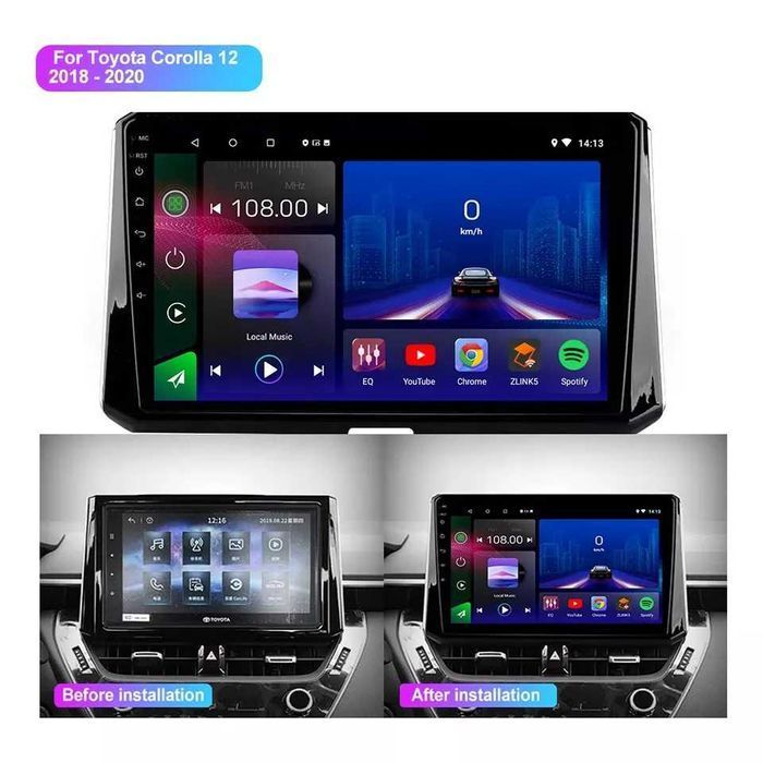 NAVIGATIE ANDROID 14 Toyota Corolla Auris 2018 1/8 Gb CarPlay + CAMERA
