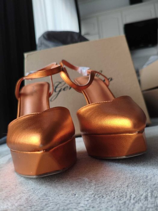 Sandale Genshuo cu toc stiletto 13 cm – portocaliu, mărimea EU 39