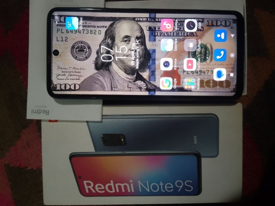 Redmi not 9s sotiladi. Holati edial 6+2 128 hotira dak karobkasi bor