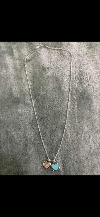 Colier Tiffany & Co. - Double Heart Tag (Argint 925 & Email bleu)