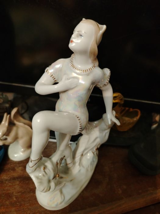 Статуэтка СССР балерина кошка фарфор