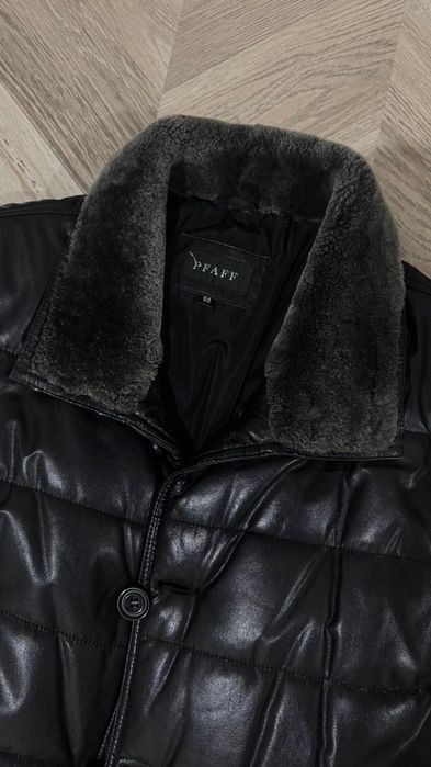 Пуховик эко кожа