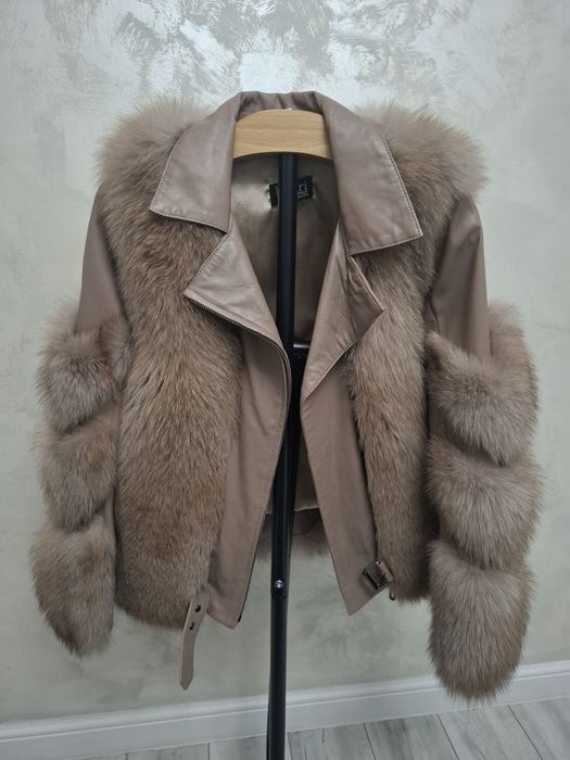 Haina de blana vulpe si piele naturala mărimea S