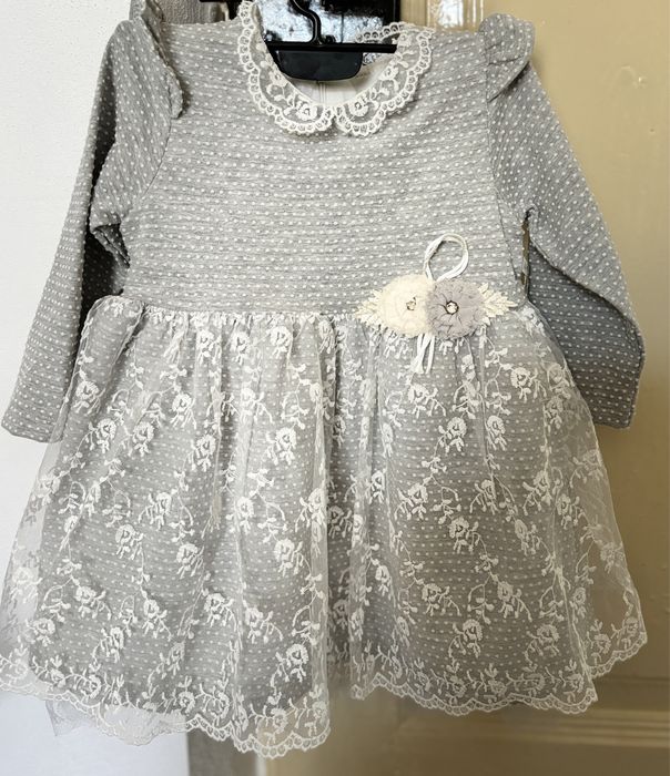 Rochie gri cu fustă din tul pentru fetiță MYMIO baby