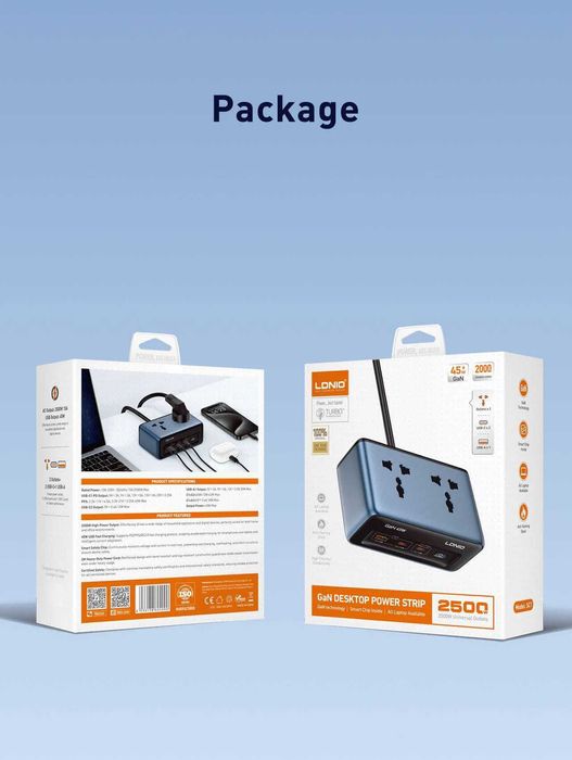 Настольный Удлинитель с Поддержкой GaN-Зарядки. Есть доставка