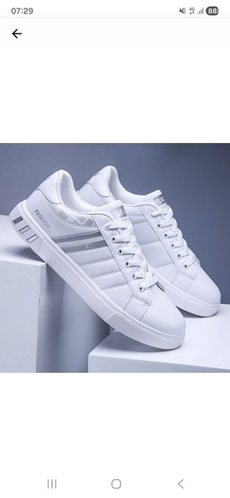 Pantofi sport barbati, casual, alb, piele ecologica, pentru activitati