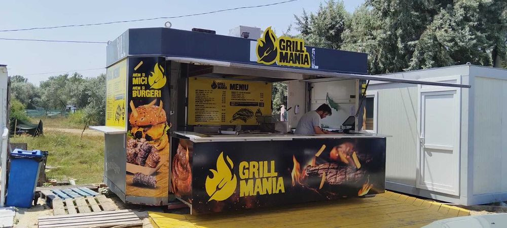 Vand Container FAST-FOOD 5×2.40 m + Extensie 1 m – FULL ECHIPAT