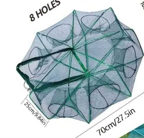 Мрежа/кош за улов на риба или раци - със 8 отвора -70 см, сгъваема