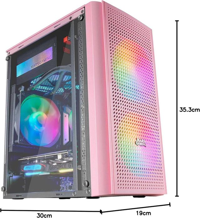 НОВА Кутия за компютър Mars Gaming MC300P Micro-ATX розова