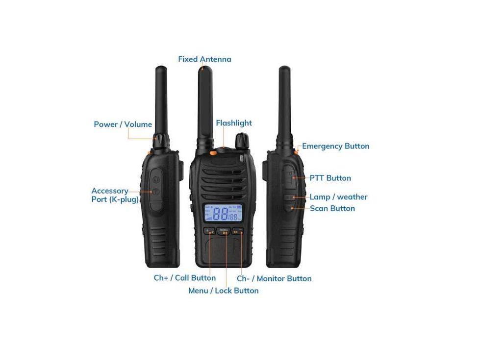 2 x Stație radio portabilă Baofeng PMR446, 16 canale, 0.5 W, USB, 1200 mAh, Model E88/A88
