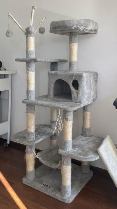 Ansamblu joaca pisici hamac casuta jucarie de sisal XXL 154cm Feandrea